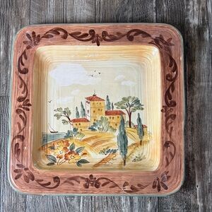 Certified International TUSCAN LANDSCAPE PLATTER Hand-Painted Ceramic Design
